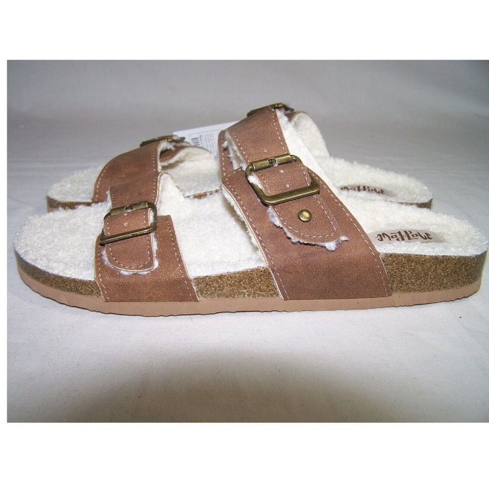 Cognac Kali Sherpa Dbl. Strap Sandals by Mad Love